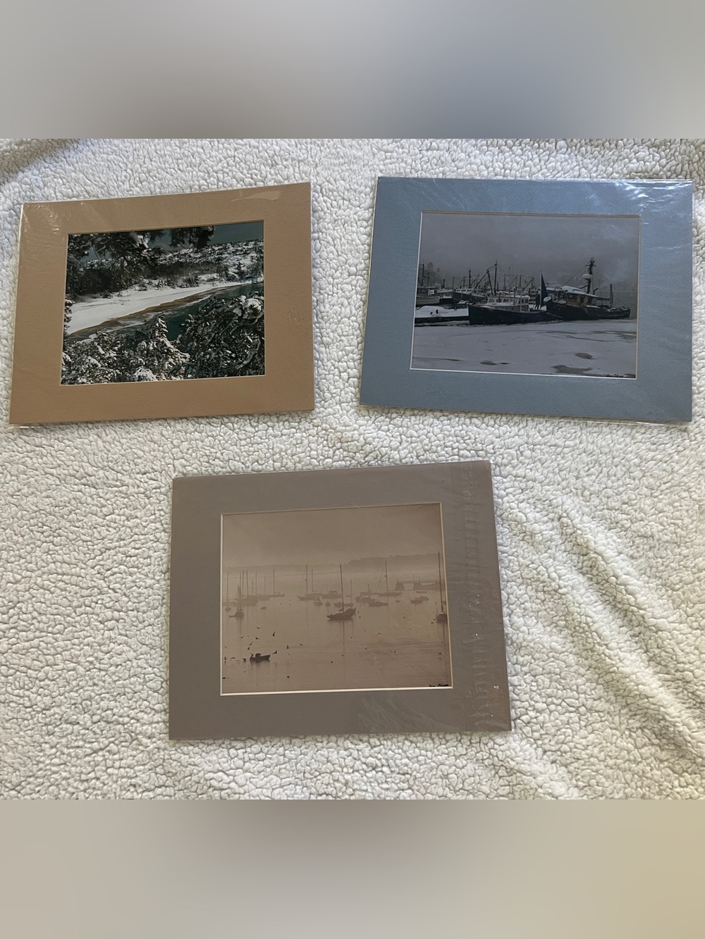 Jon Olsen Matted Photo Print Bar Harbor, ME. Fishing boats, winter scenery